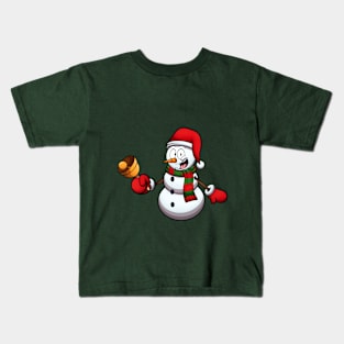 Snowman With Bell Kids T-Shirt